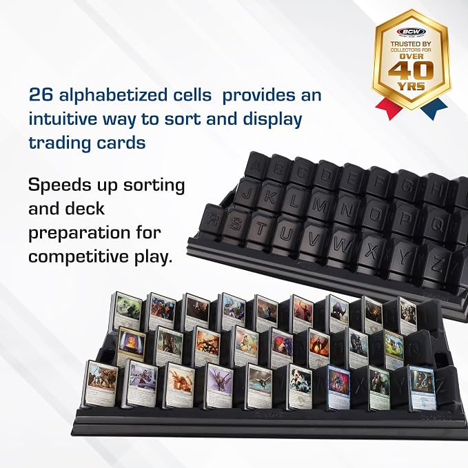 BCW SafeSort Card Sorting Tray, 26 Alphabetized Cells, Acid-Free Plastic | Sturdy tray organizes sports, TCG, deck, and board game cards with smooth edges and indented corners for safer sorting. - Image 2