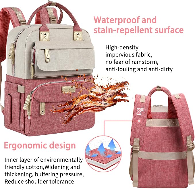 Legestori Diaper Bag Backpack, Baby Girl Diaper Bag, Large Diaper Bag Backpack Gift for Girls, Baby Diper Backpack for Travel with Insulated Pockets and Stroller Straps - Image 5