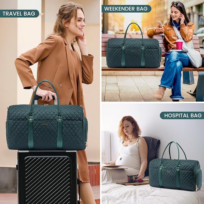LOVEVOOK Travel Duffle Bag,Weekender Bags for Women Overnight Bag with Shoe Compartment, Carry on with Toiletry Bag,Duffel Bag with Wet Pocket,Hospital Bags for Labor and Delivery - Image 6