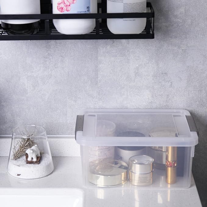 Small Storage Bins with Lids 3.2 QT Plastic Storage Containers for Organizing Stackable Clear Storage Boxes,Clear White(12 Packs) - Image 5