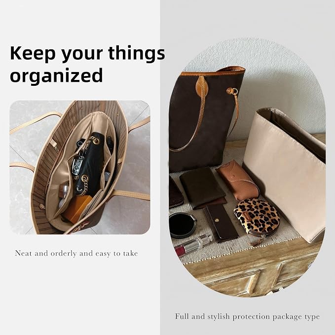 DGAZ Silk Purse Organizer Insert for Neverfullbag(Chai,BB) | Soft and Lightweight,Perfect Fit,Multi-pocket Storage,Bag Protector,Luxury Bag Care,Handmade,for Smooth Bag Organizer - Image 8