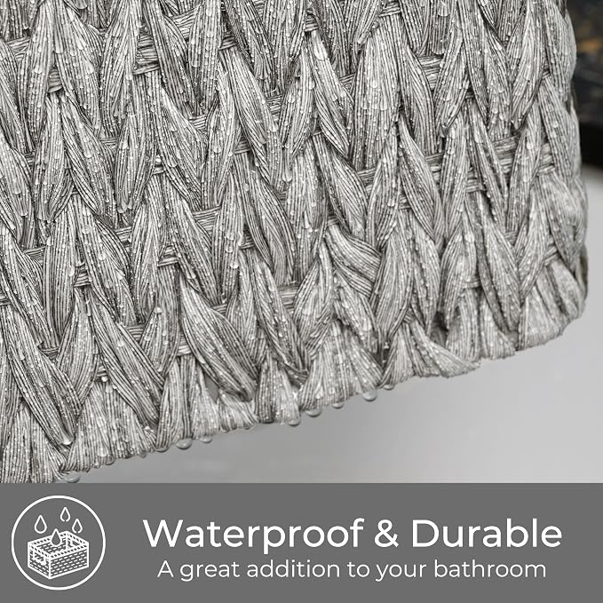 GRANNY SAYS Wicker Storage Baskets for Shelves, Wicker Baskets, Gray,1-Pack | Waterproof Wicker Baskets for Organizing, Plastic Woven Baskets for Shelves, Decorative Baskets for Living Room, Gray Basket - Image 4
