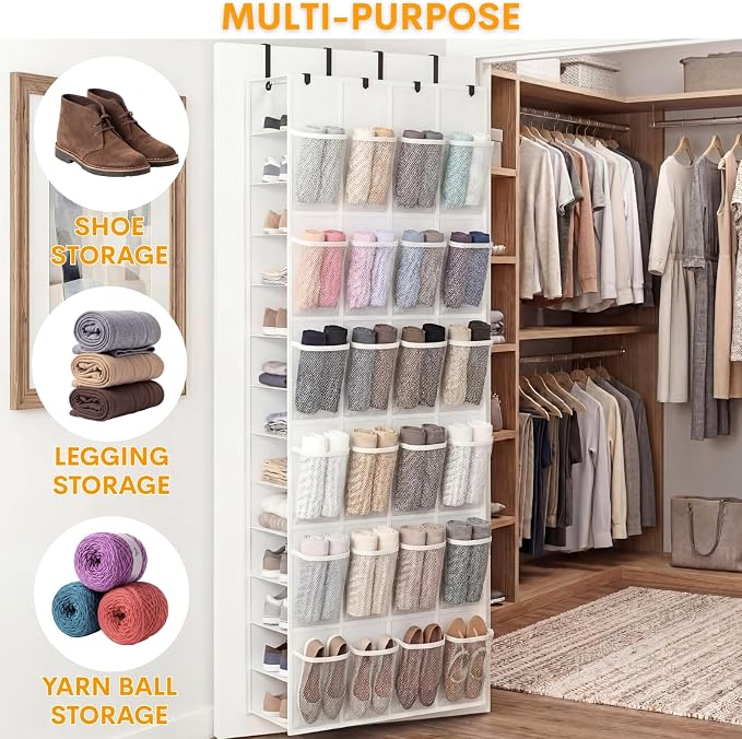 40-50 Pairs Over the Door Shoe Organizer, Large Double-Sided Pockets Hanging Shoe Rack, Space-Saving Closet Door Organizer Fits Boots,Sneakers or Larger Shoes,Shoe Storage for Bedroom, Closet,Entryway - Image 7