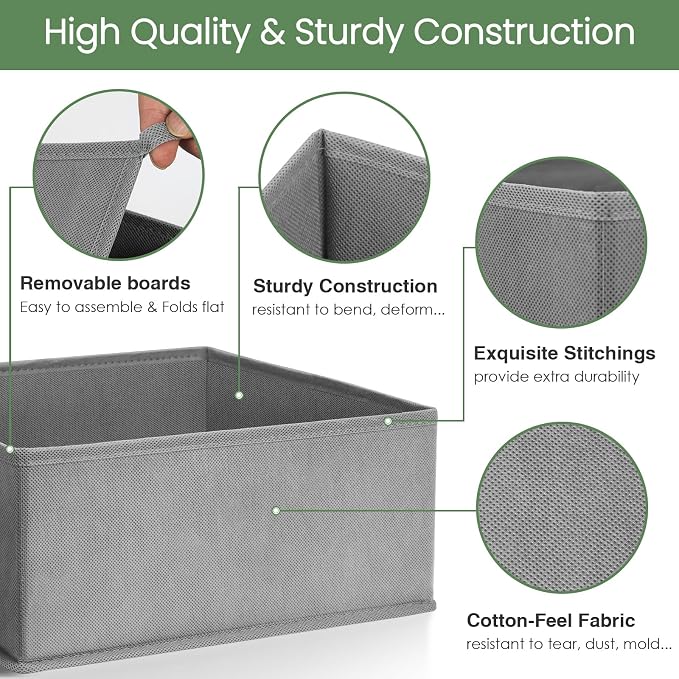 Drawer Organizer Clothes,16 Pack Underwear Drawer Organizers, Foldable Closet Organizers and Storage Dresser Drawer Dividers Clothing Organizer for Clothes, Socks, Scarves, Bra, Ties (Grey) - Image 4