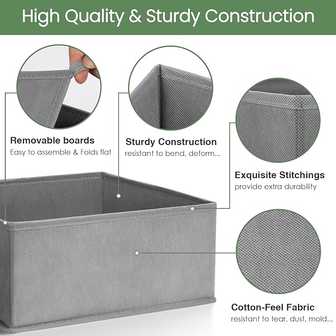 Drawer Organizer Clothes, 24 Pack Underwear Drawer Organizers, Foldable Closet Organizers and Storage Dresser Drawer Dividers Clothing Organizer for Clothes, Socks, Scarves, Bra, Ties (Grey) - Image 3