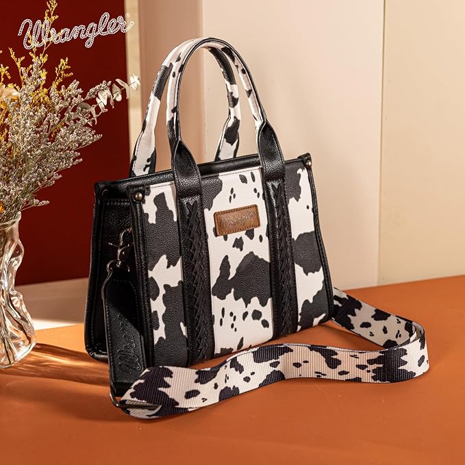 Montana West × Wrangler Tote Bag for Women Western Cow Print Purse Designer Top Handle Handbags - Image 3