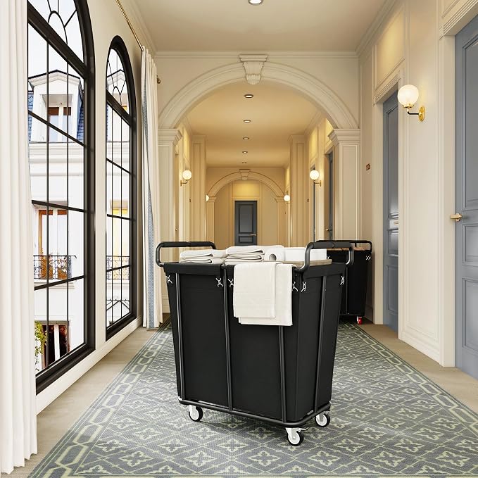 Gewudraw Extra Large Laundry Hamper with Wheels, Heavy Duty Hamper, 360L | Rolling Big Laundry Basket for Clothes Storage, Laundry Cart with Handle, Steel Frame, Clothes Hampers for Laundry - Image 9