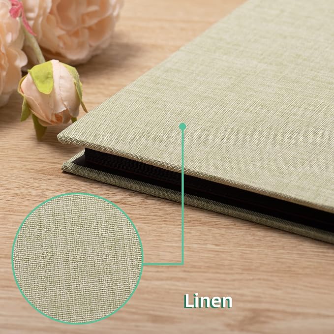 Large Photo Album Self Adhesive 4x6 8x10 10x12 13"x12.6" Scrapbook Album 12.6"x11" Inch 60 Black Sticky Pages Linen Cover Magnetic Photo Album with A Metallic Pen and DIY Stickers - Image 4