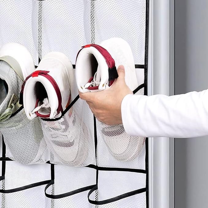 GAOHAN 35 Large Pockets Over Door Shoe Storage Organiser Wardrobe Shoe Rack Mesh Hanging Storage Shoe Hanger Holder, White - Image 3