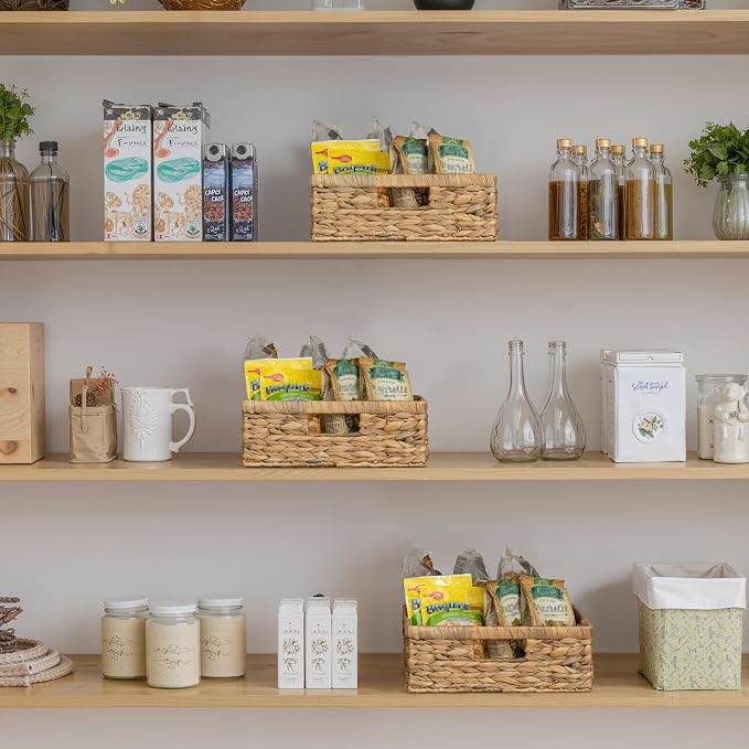 StorageWorks Water Hyacinth Pantry Baskets for Organizing, Natural, 1-Pack | Wicker Storage Baskets for Organizing, Pantry Baskets for Organizing, Woven Baskets, 13 inch Basket, 13"L x 10¼"W x 4 ¾"H - Image 5