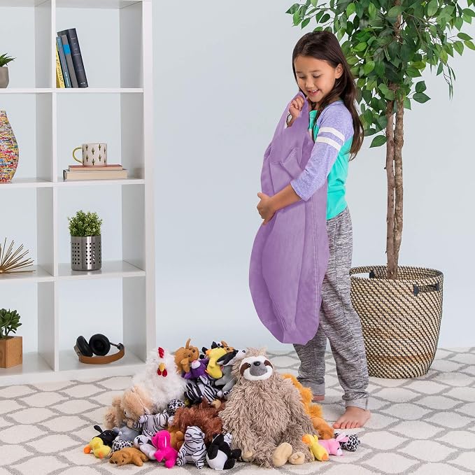 Posh Stuffable Kids Stuffed Animal Storage Bean Bag Chair Cover - Childrens Toy Organizer, Medium 27" - Heather Lavender - Image 5