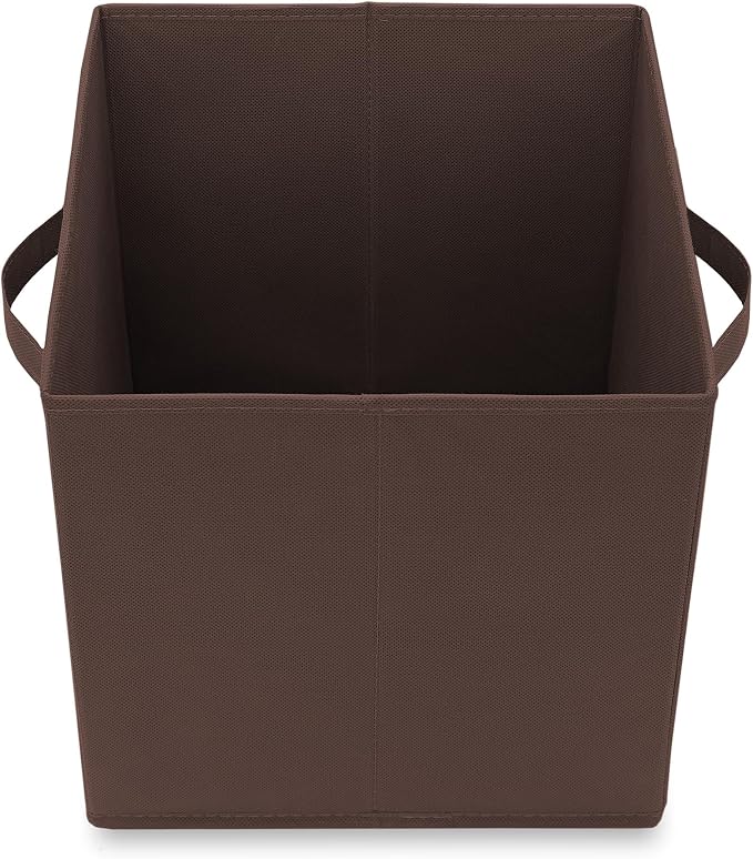Casafield Set of 12 Collapsible Fabric Cube Storage Bins, Brown - 11" Foldable Cloth Baskets for Shelves, Cubby Organizers & More - Image 4