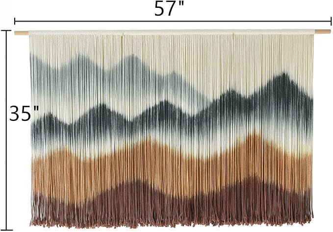 Macrame Wall Hanging Dip-Dyed Mountain Fiber Art Craftsmanship 57"W*35"L | For Bedroom Living Room Wall Art, Room Styling, Interior Decoration, Modern Home Style, Farmhouse Decor, Housewarming Gift - Image 5
