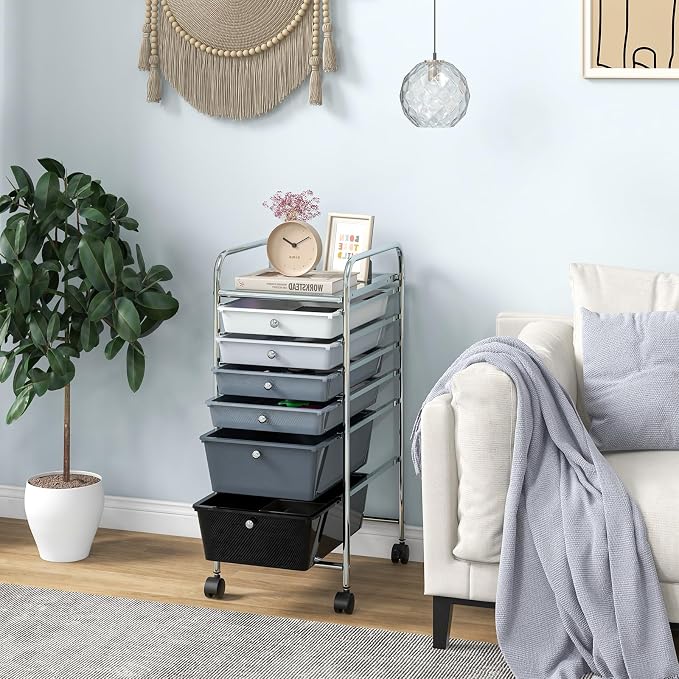 Giantex 6 Storage Drawer Cart Rolling Organizer Cart for Tools Scrapbook Paper Home Office School Multipurpose Mobile Utility Cart (Black Gradient) - Image 9