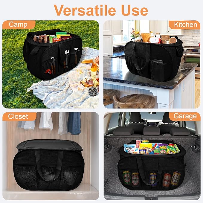 4 Pack Collapsible Laundry Baskets with Lid, Foldable Laundry Basket with 6 Pockets, Pop Up Laundry Hamper with Dual Handles, 99L Sturdy Clothes Hampers for Home, Dorm, Apartment, Travel, Black - Image 8