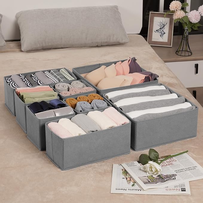 Drawer Organizer Clothes, 24 Pack Underwear Drawer Organizers, Foldable Closet Organizers and Storage Dresser Drawer Dividers Clothing Organizer for Clothes, Socks, Scarves, Bra, Ties (Grey) - Image 7