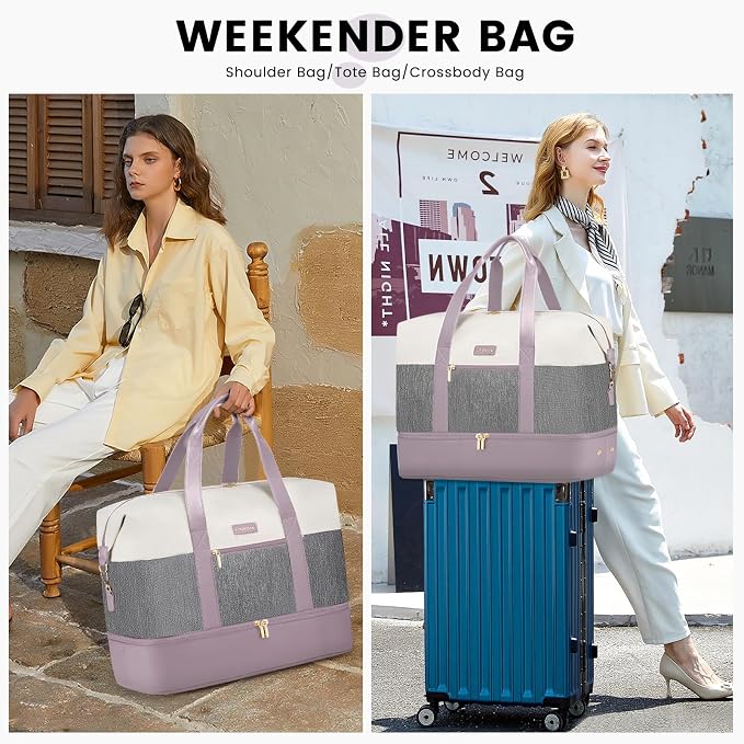LOVEVOOK Weekender Bag for Women, Large Duffle Bag for Travel with 2 Packing Cubes, Carry on Overnight Bag with Shoe Compartment, Mom Hospital Bags for Labor and Delivery - Image 3