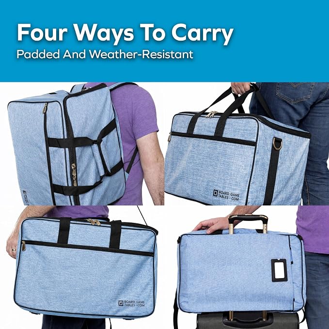 Board Game Bag, Fits 7 Standard-Sized Boxes, Padded For Protection | Carry With Backpack/Shoulder Strap/Luggage Slip | Duffle Bag For Travel Or Game Night | Pocket For Accessories (Sky Blue) - Image 3