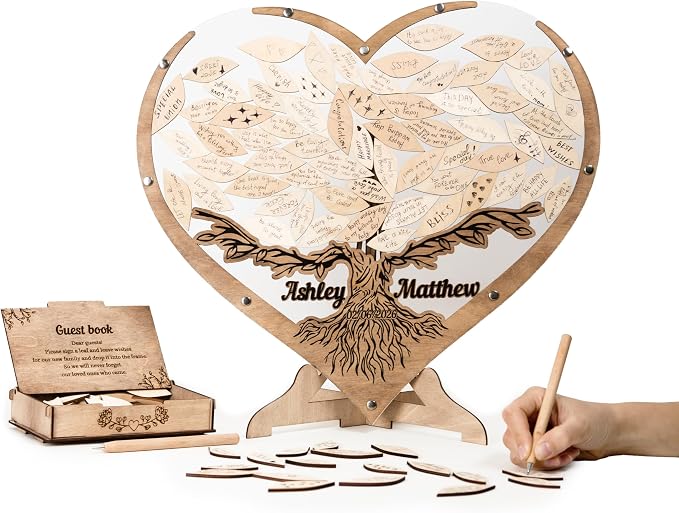 Tree Leaves Guest Book | Personalized Wedding Guest Book Alternative | Personalized Maple Tree and Leaves Wedding Guest Book Alternative | Tree Guest Book for Wedding | Drop Box Guest Book by WEDDINGbyEli