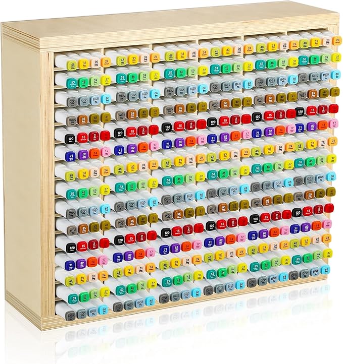 DoubleFill Wooden Marker Organizer for 360 Marker Storage Art Pens Storage Rack Watercolor Brushes Pens Color Pencils Organizer Holder for Desk by DoubleFill