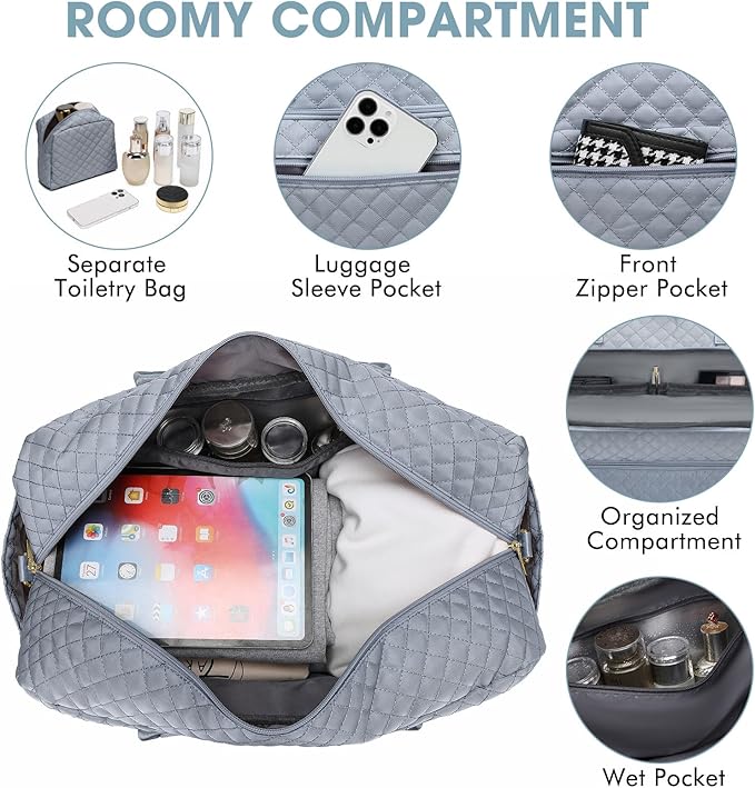 Large Women Travel Duffle Bag, Weekender Bags for Women with Shoe Compartment, Carry on Overnight Bag with Toiletry Bag, Gym Duffel Bag with Wet Pocket, Hospital Bags for Labor and Delivery - Image 4