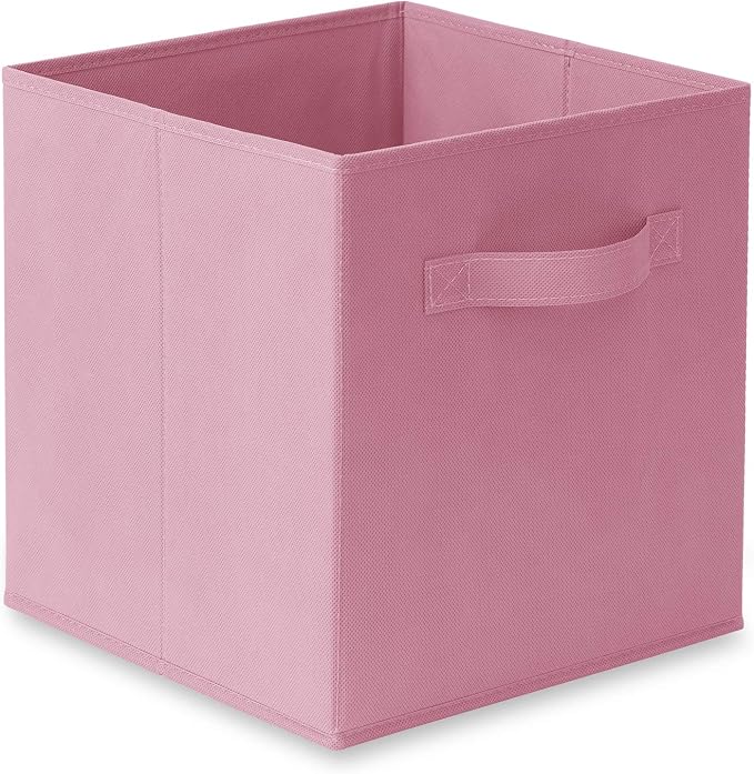 Casafield Set of 12 Collapsible Fabric Cube Storage Bins, Light Pink - 11" Foldable Cloth Baskets for Shelves, Cubby Organizers & More - Image 2