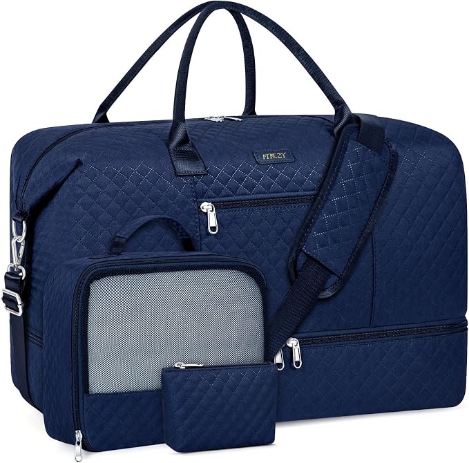 ITIEZY Weekender Bag for Women 21.5" Travel Duffel Large Carry On Bag 3PCS | Nylon Duffel Bag with Waterproof Shoe Compartment, Crossbody Bag and Toiletry Bag, Travel Weekend Hospital Overnight Gym Bag by ITIEZY