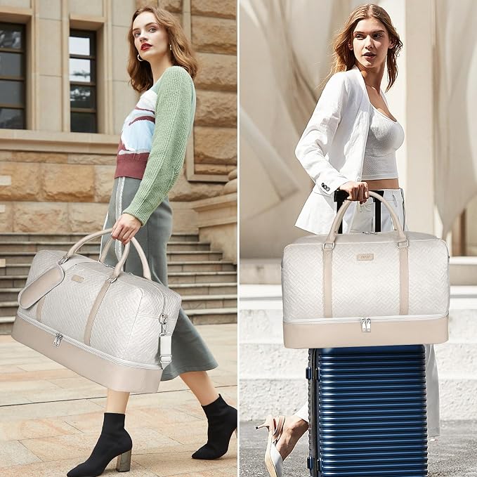 Weekender Bags for Women, 21" Travel Duffle Bag with Shoe Compartment | 3PCS Carry On Overnight Large Duffel Bag with Crossbody Bag and Toiletry Bag for Weekend Travel Gym Hospital Business Trip - Image 5