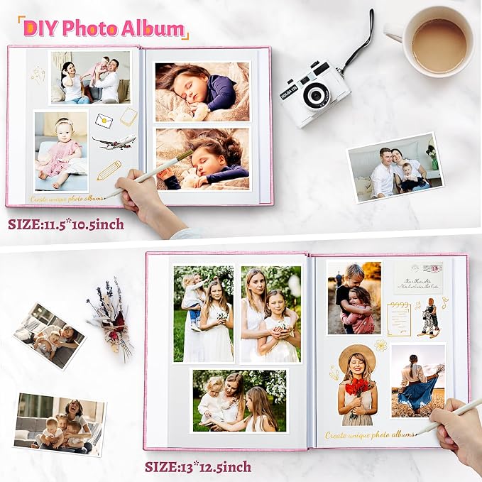 Artfeel Photo Album Self Adhesive Scrapbook,Large Photo Book for 4x6,5x7,8x10 Pictures,DIY Album for Baby Wedding Family Travel Birthday,with Metallic Pen and Scraper - Image 3