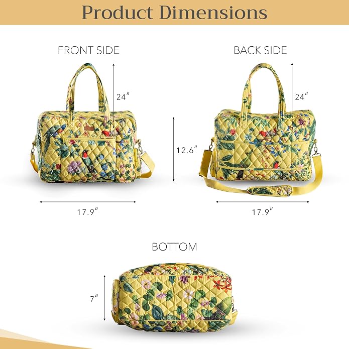 Maison d' Hermine Weekender Bags for Women Cotton Quilted Duffel Overnight Luggage Weekend Bag for Men Gym Gifts Travel | Overnight Luggage Weekend Bag for Men Gym Sports Gifts Duffle bag Business Travellers Trip Spring Summer - Image 6