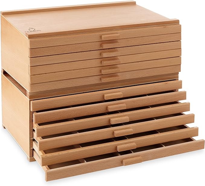 7 Elements 12 Drawer Wooden Artist Storage Supply Box for Pastels, Pencils, Pens, Markers, Brushes and Tools by 7Elements