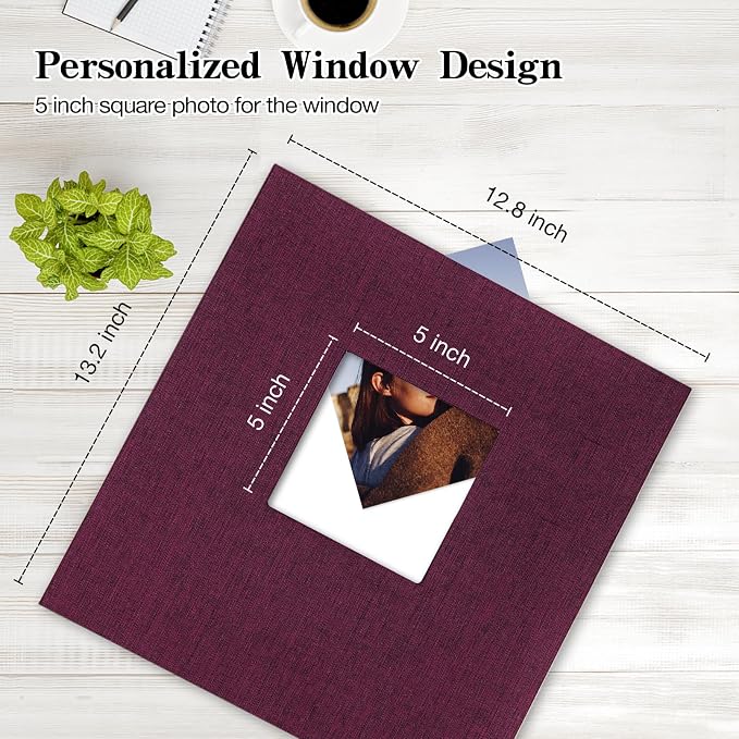 Large Self Adhesive Photo Album 80 Pages, Linen cover, Purple | Photo Album Self Adhesive 4x6 5x7 8x10 Pictures, Linen Cover DIY Scrapbook Albums for Family, Wedding, Baby, Anniversary - Image 2