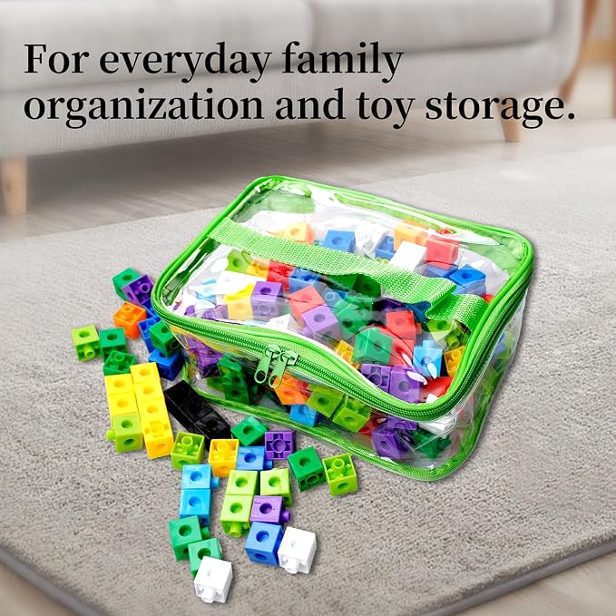 12 Packs Toy Storage Bags with Zipper PVC Waterproof Toy Bags Plastic Storage Organizer Clear Organizing for Board Games Building Blocks Puzzles Small Kids Books Classroom(Black) - Image 4