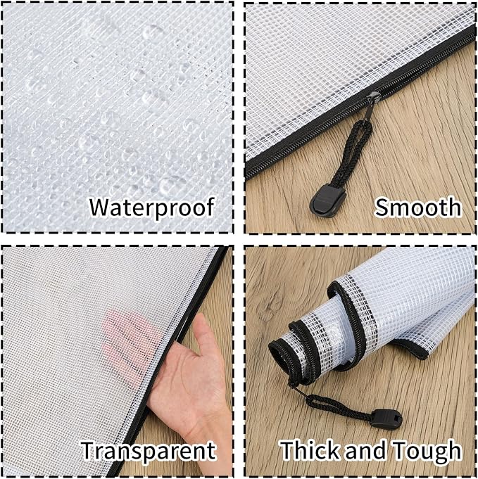 EOOUT 24pcs A3 Mesh Zipper Pouch Bags, Black Reusable Zipper Bags for Organizing Storage, Waterproof Puzzle Bag, Zipper Bags for Board Game Storage and School Office Supplies - Image 3