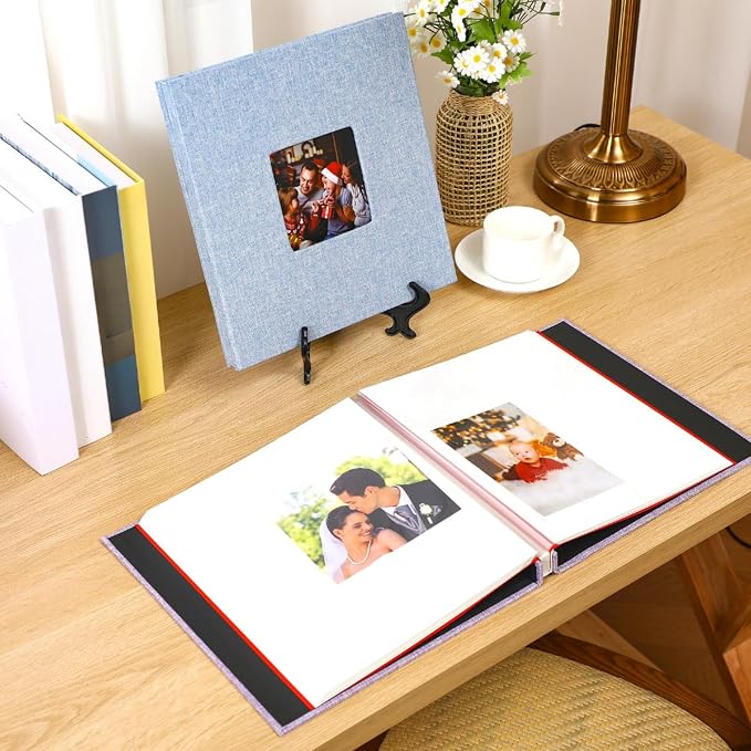 Sieral 4 Pcs Large Photo Album 10.6 x 11" Self Adhesive Scrapbook Album for 4x6 5x7 8x10 Pictures 40 Pages DIY Linen Cover Memory Photo Book for Family Travel Wedding Gifts (Light Color) - Image 6