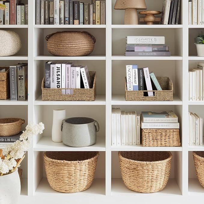 StorageWorks Pantry Baskets for Organizing, Seagrass Storage Baskets,2-Pack | Large Seagrass Baskets, Wicker Storage Baskets for Shelves,Pantry Organizers and Storage,Handwoven Wicker Baskets for Storage - Image 4