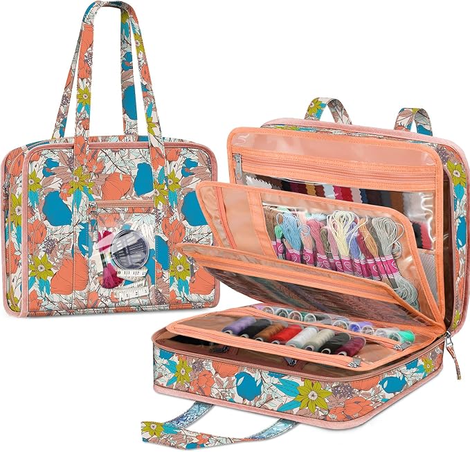FINPAC Sewing and Craft Supplies Storage Tote Bag with Clear Pockets | Large Art Organizer Caddy Travel Packing Shoulder Bag for Knitting, Sewing Accessories by FINPAC