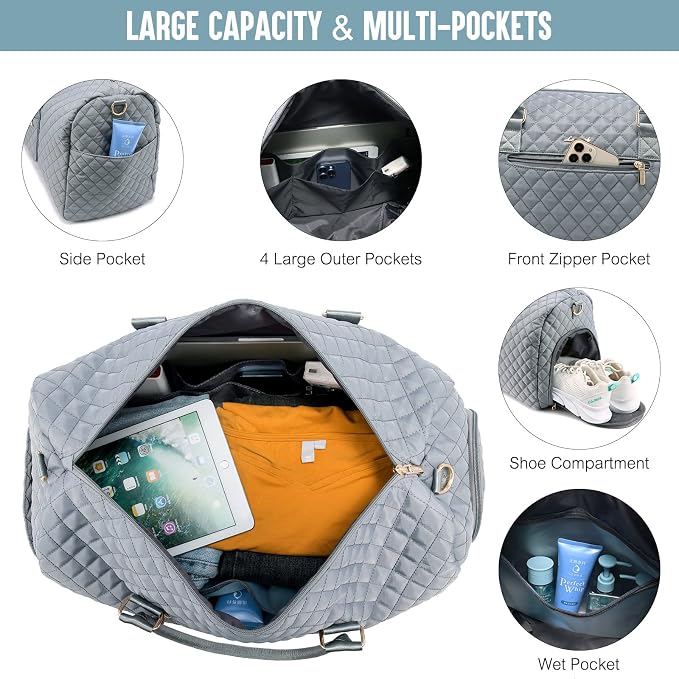 LOVEVOOK Travel Duffle & Weekender Bag for Women - Carry On, Overnight, Gym & Mommy Hospital Bag with Toiletry & Shoe Compartment - Image 3