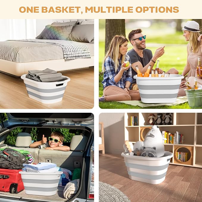 43L(11.5Gallon) Collapsible Laundry Baskets Plastic (Grey, 2 Packs) | Pop Up Laundry hamper/Storage Container, Foldable Laundry Basket with Large Capacity,Sturdy,Space Saver - Image 4