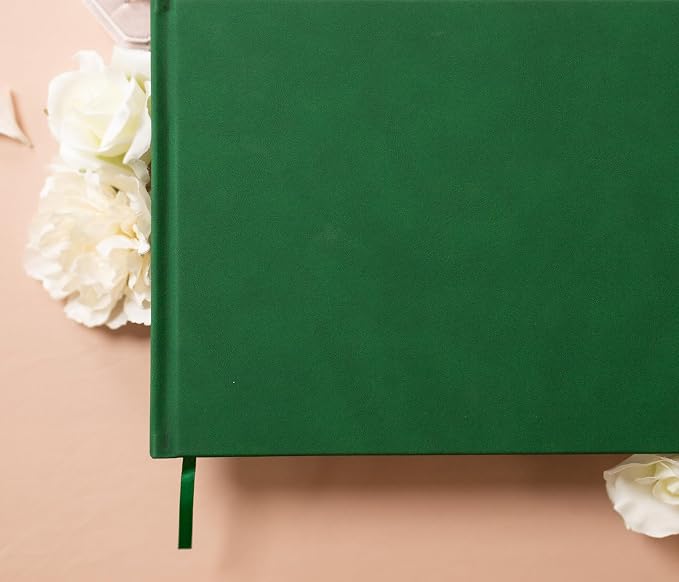 Personalized Guestbook in Emerald - Premium Custom Modern Guest Book for Wedding Reception, Birthday Party or Events w/Bookmark Blank Pages for Signing 11.5 x 8.5 inches - Image 4