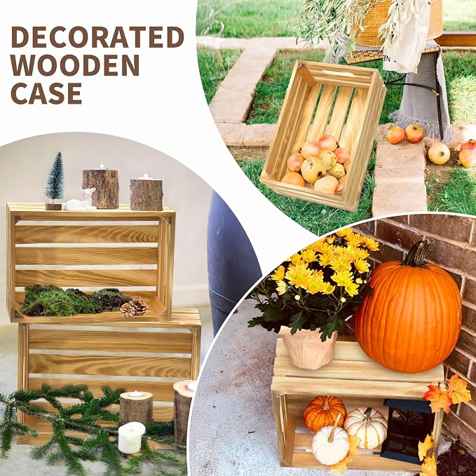 6 Pcs Wooden Crates for Display, Nesting Wood Crate for Storage, 6 Size | Farmhouse Weddings Wooden Basket for Storage Container and Decorations, Rustic Wood Crates for Farmers Market, Birthday, DIY - Image 6