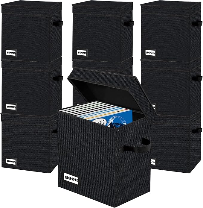 10 Pack Collection Comic Book Storage Boxes, Protector Organizer 11.8" X 9.8" X 7.8" Collapsible Short Box Holds 160-180 Comic Book Heavy Duty Bin Container Holder Shelf by YNSZAS