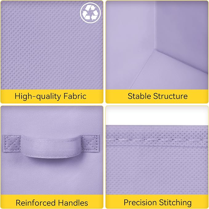 Cupic Cupid 6-Pack 13x13 Storage Cube Bins, Fabric Cubes, Purple Gradient | Foldable, Reinforced Front Handle, Holds Toys, Books, Accessories, Fits Closet, Shelves, Playroom, Office, Cubby - Image 7
