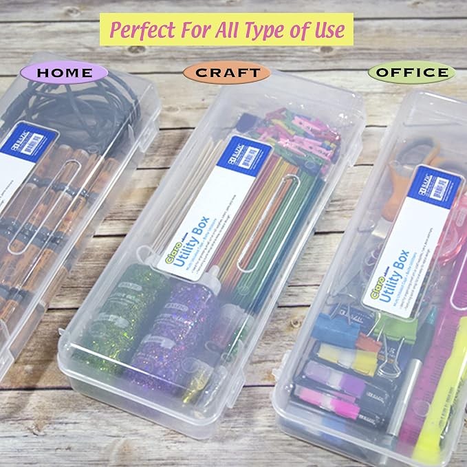 BAZIC PRODUCTS Clear Ruler-Length Pencil Box, 12-Case | 13 3/8 x 5 3/8 x 2 1/2 in, snap-latch lid for long supplies - Image 2