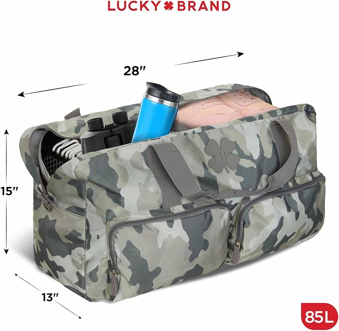 Lucky Brand Large Duffle Bag for Travel, Foldable Weekender Duffel bag | Travel Overnight Duffel bag, Adjustable Shoulder Strap, Front Zip Pockets, Spacious Capacity, Unisex Lightweight Travel Bag - Image 2