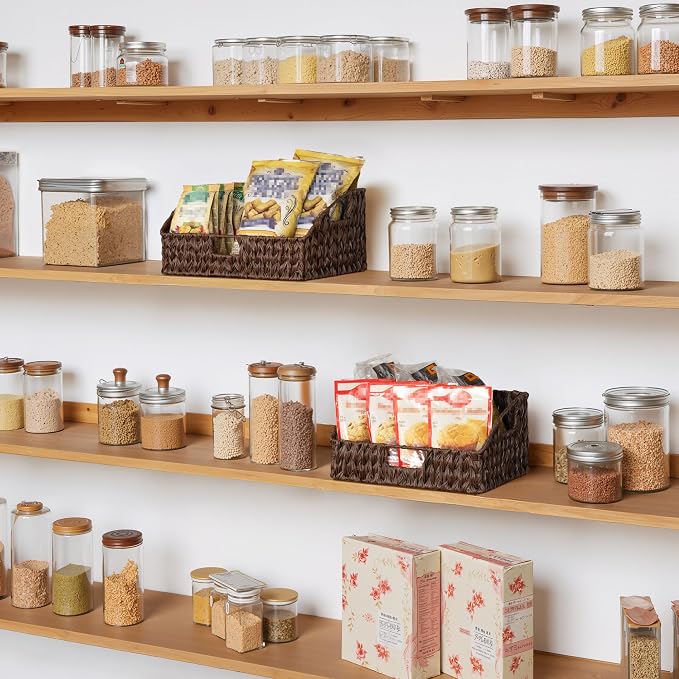 GRANNY SAYS Wicker Storage Baskets, Trapezoid Woven Baskets for Storage | Wicker Storage Baskets for Pantry, Open Front Basket for Shelves, Kitchen Storage Baskets, Decorative Basket for Home Decor - Image 5