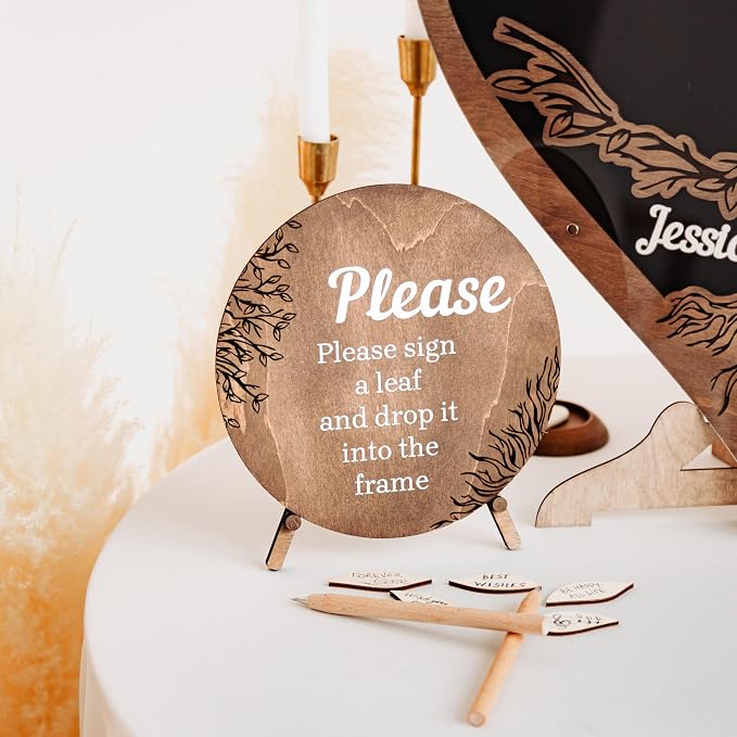 Tree Leaves Guest Book | Personalized Wedding Guest Book Alternative | Personalized Maple Tree and Leaves Wedding Guest Book Alternative | Tree Guest Book for Wedding | Drop Box Guest Book - Image 4