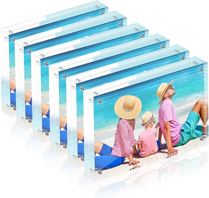 5x7 Acrylic Picture Frame Set of 6, 20mm Thick, Tabletop Display | Double-Sided Transparent Magnetic Frameless Photo Frame, for Photos, Fits Home, Office by WelcometoFisnish