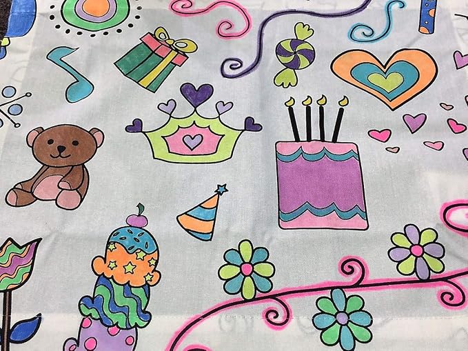 Birthday/Celebration Design – Square Tablecloth 60”X60” - Interactive Coloring Tablecloth for Kids – Poly/Cotton Fabric - Washable and Reusable – DIY Coloring Activity for Children and Adults - Image 8