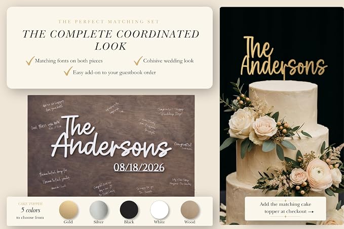 Personalized Last Name Guest Book, Unique Guest Book Sign, Custom Alternative Guest Book, Wooden Guest Book, Wedding Ceremony Guestbook Sign (Design 5) - Image 5